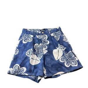 Polo Ralph Lauren Blue White Floral Cotton Linen 80s VTG Short Size 30